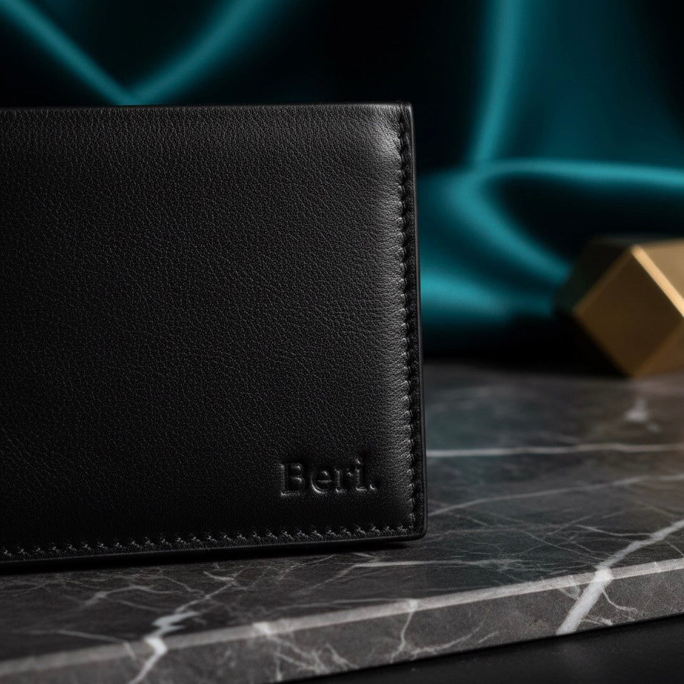 Black - Authentic Cowhide Leather Men's Wallet