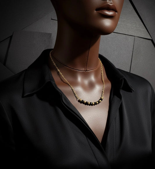 Black and Gold Bar Necklace
