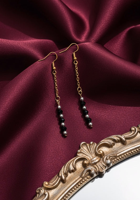 Black and Silver Chain Drop Earrings