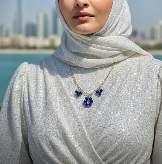 Blue Crystal Flower Necklace