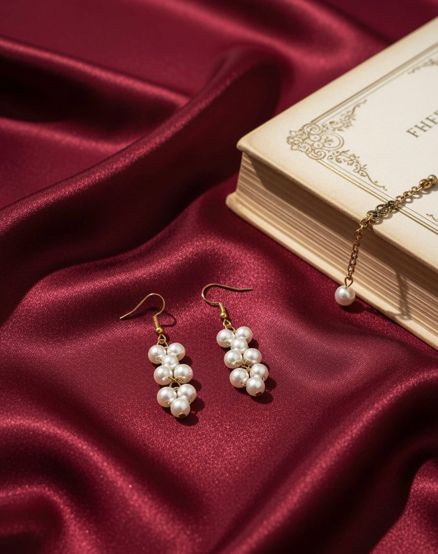 Elegant Pearl Cluster Dangle Earrings