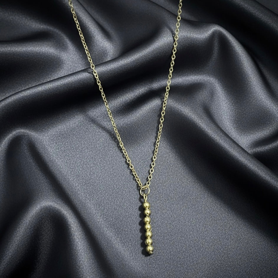 Gold Bead Dangle Necklace