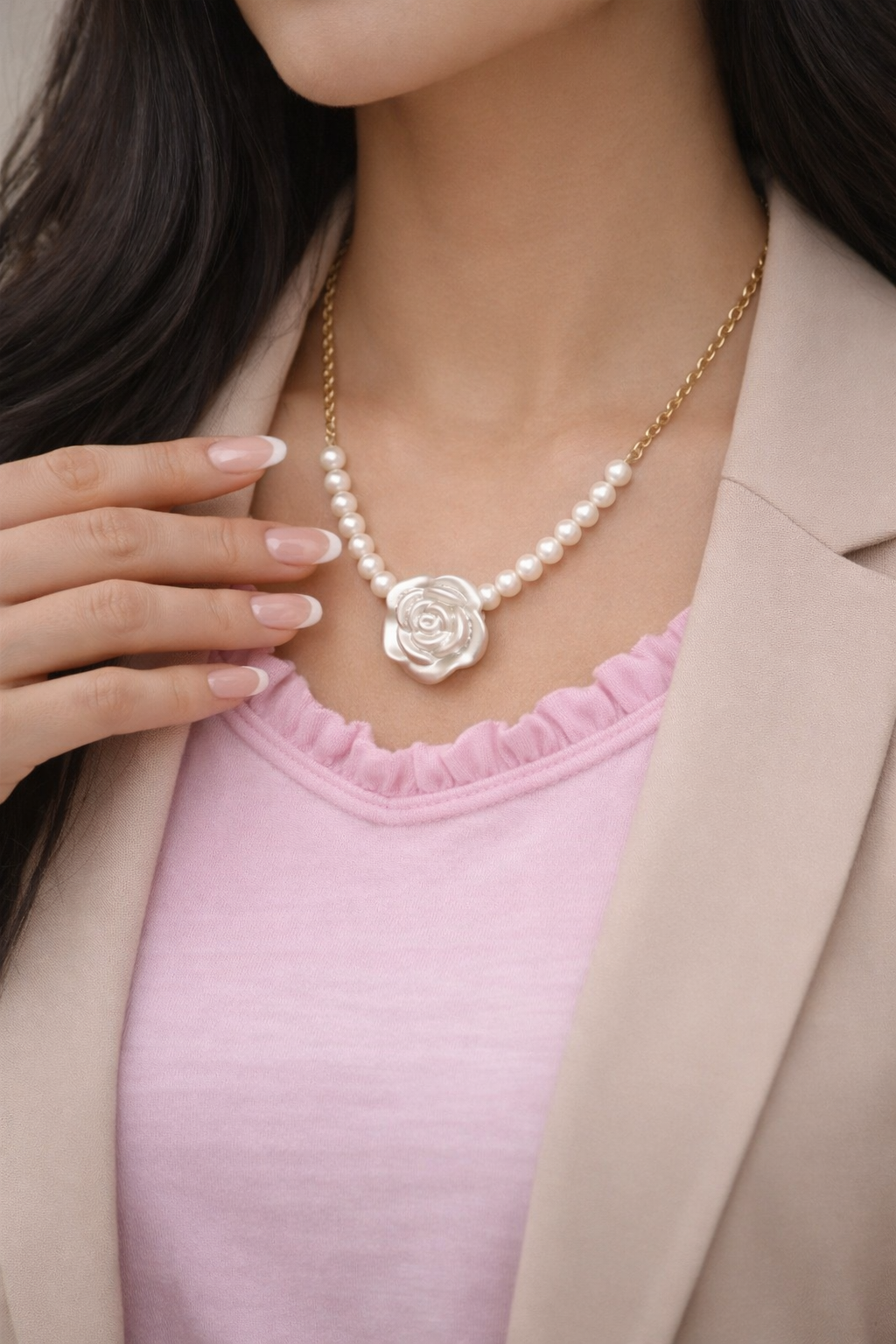 Pearl Rose Necklace