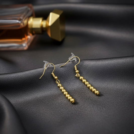 Minimalist Gold-Toned Beaded Earrings