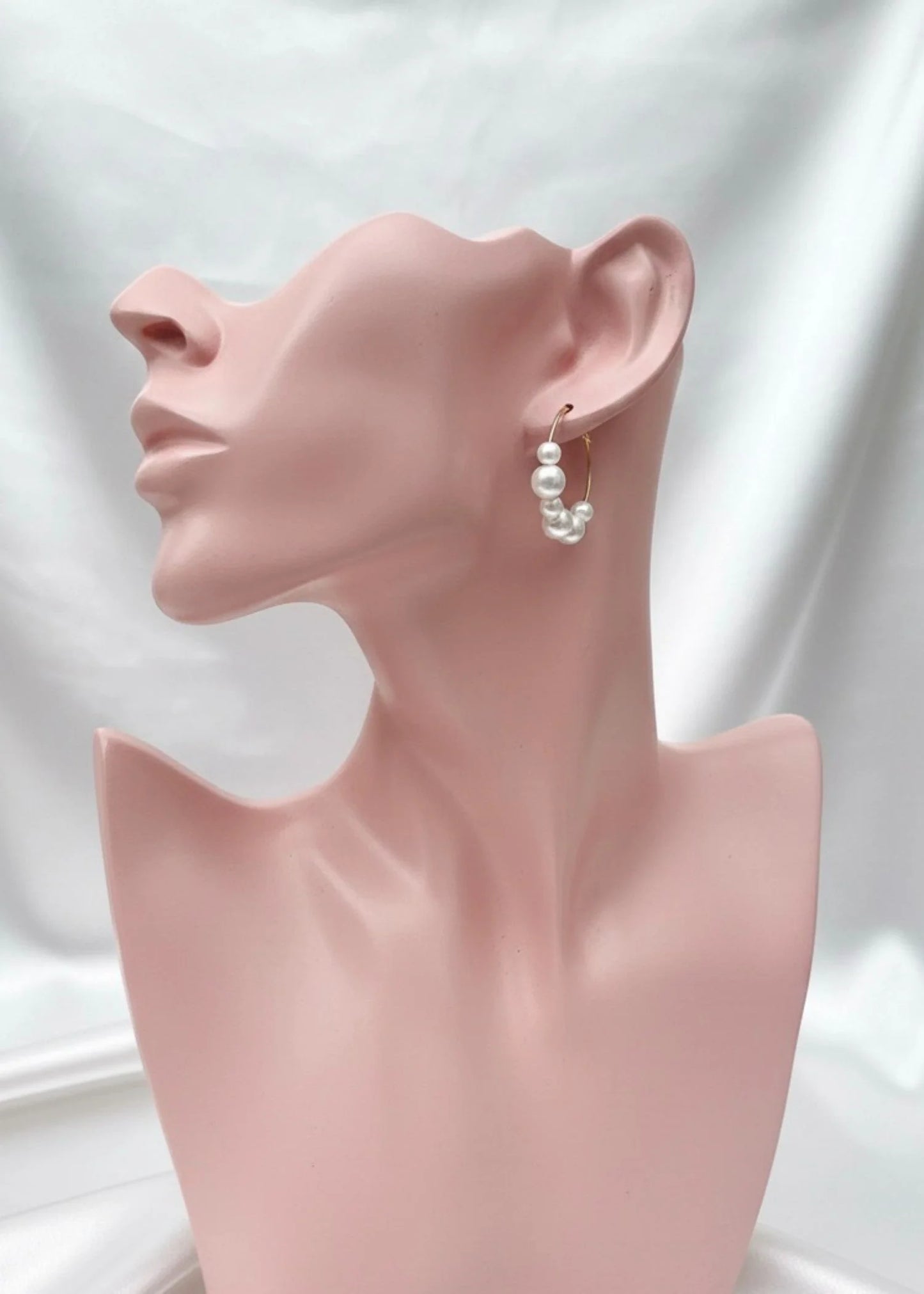 Pearl Cluster Hoop Earrings 2