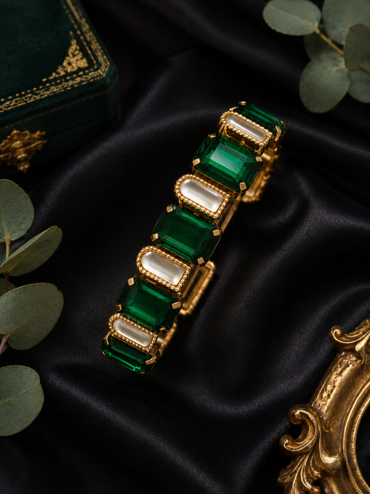 Simulated Emerald & Kundan Bangle
