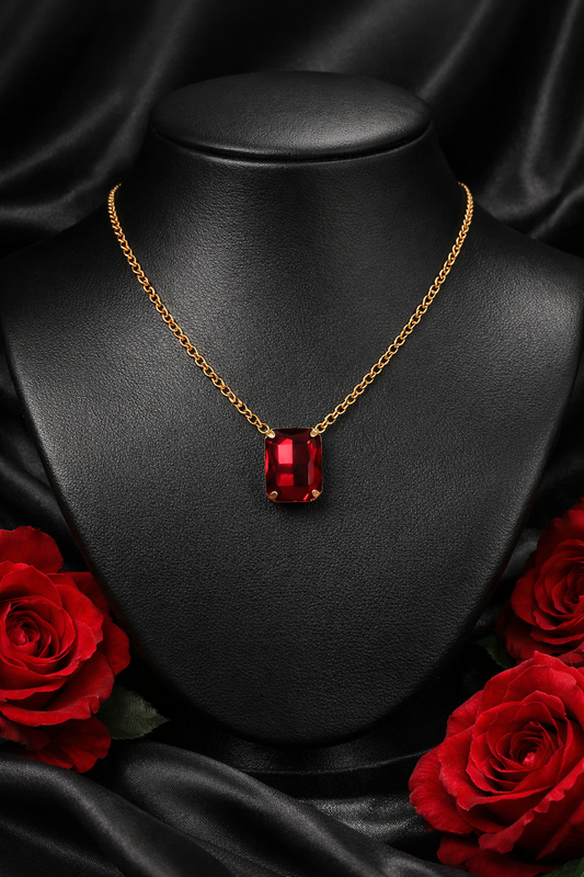 Simulated Ruby Pendant Necklace