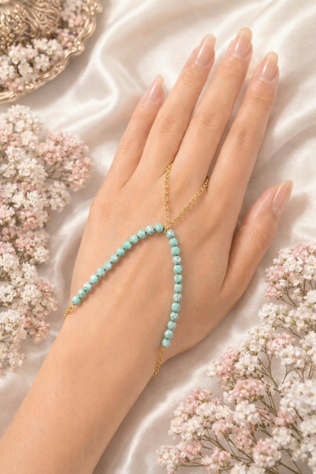 The Skye Turquoise Finger Ring Chain Bracelet