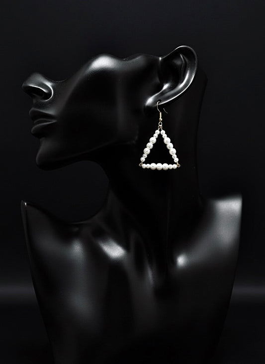 Triangle Frame Pearl Drop Earrings