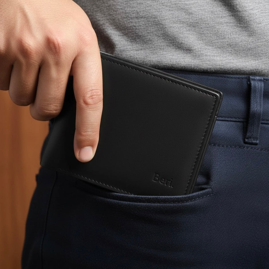Black - Authentic Cowhide Leather Men's Wallet
