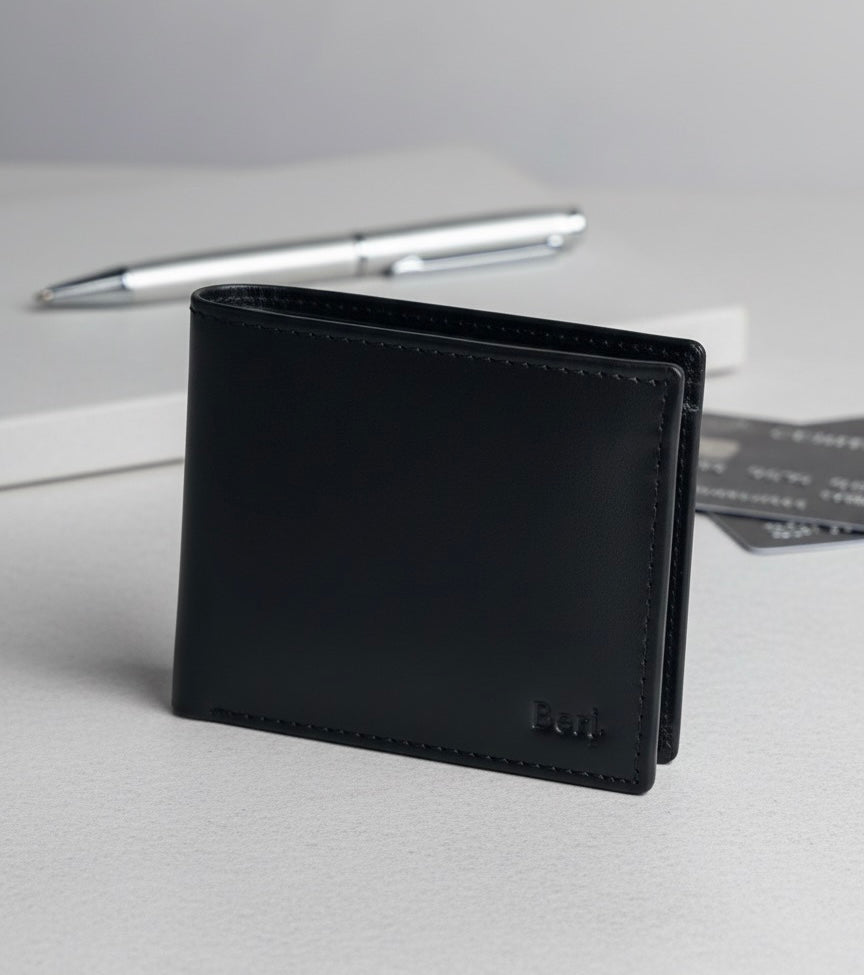 Black - Authentic Cowhide Leather Men's Wallet