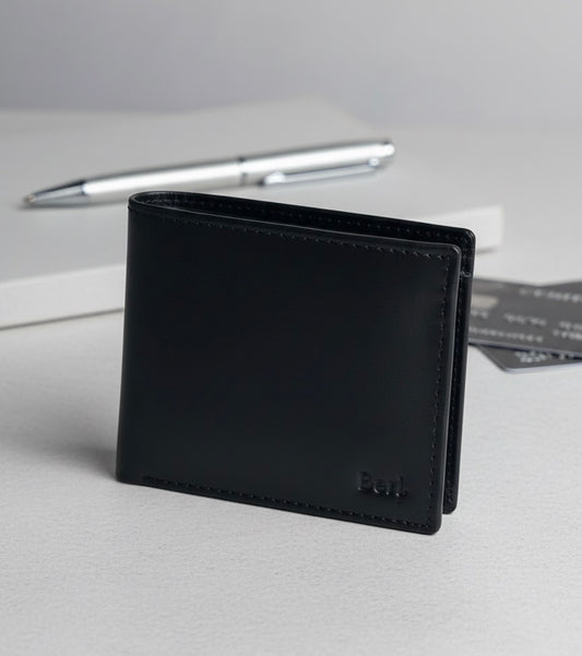 Black - Authentic Cowhide Leather Men's Wallet