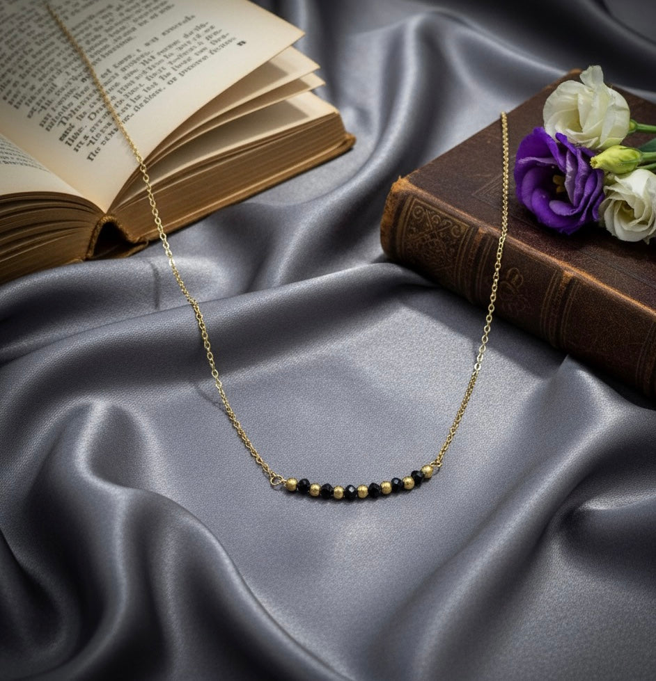 Black and Gold Bar Necklace