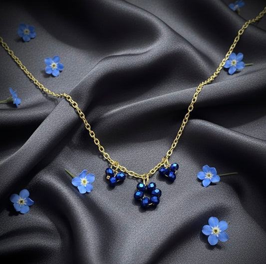 Blue Crystal Flower Necklace