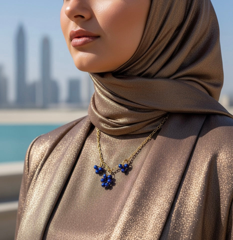 Blue Crystal Flower Necklace