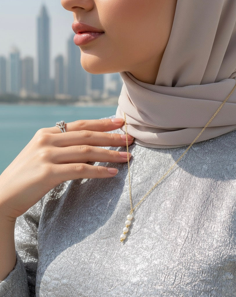 Dainty Triple Pearl Pendant Necklace