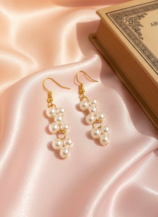Elegant Pearl Cluster Dangle Earrings