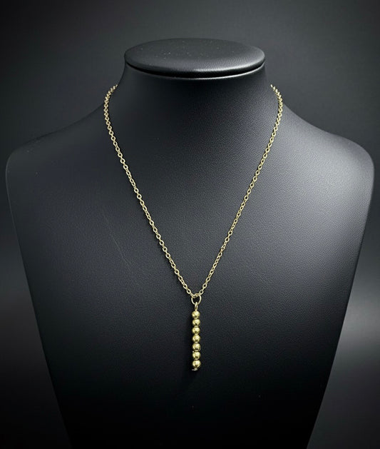 Gold Bead Dangle Necklace