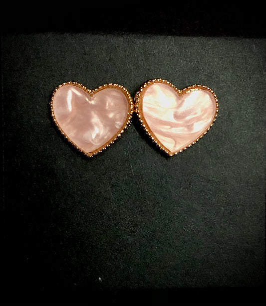 Heart Stone Studs - Pink