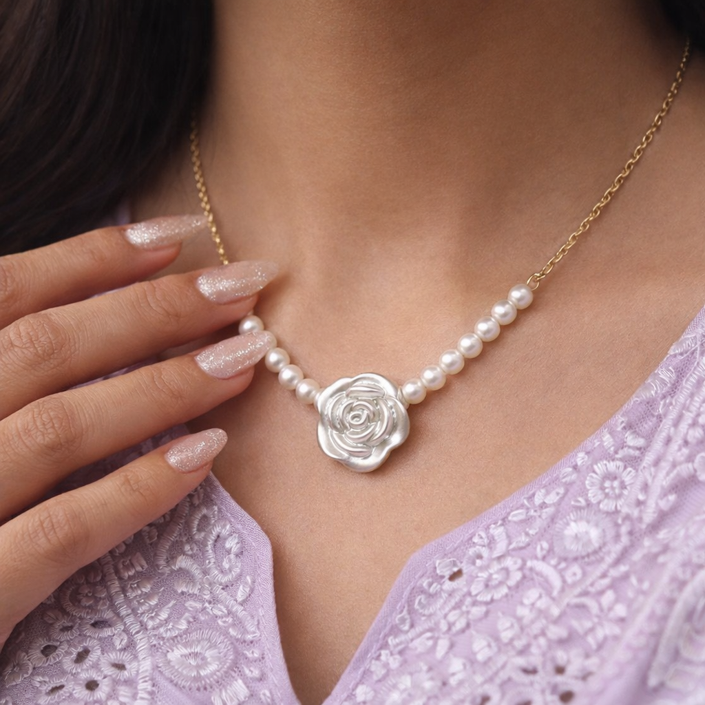 Pearl Rose Necklace