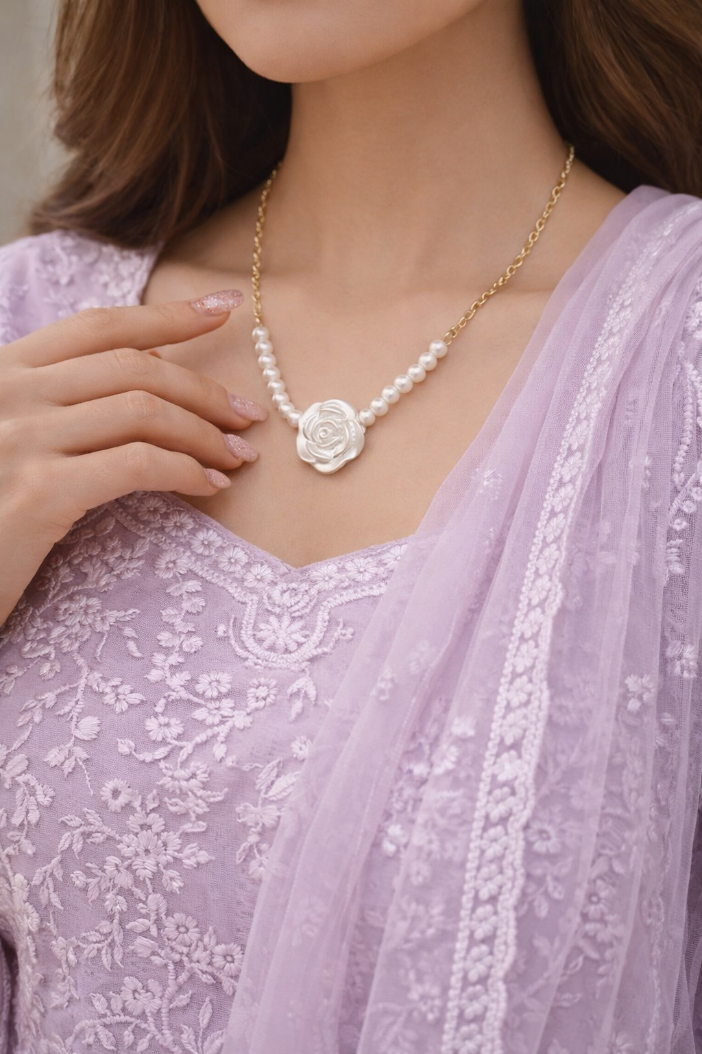 Pearl Rose Necklace