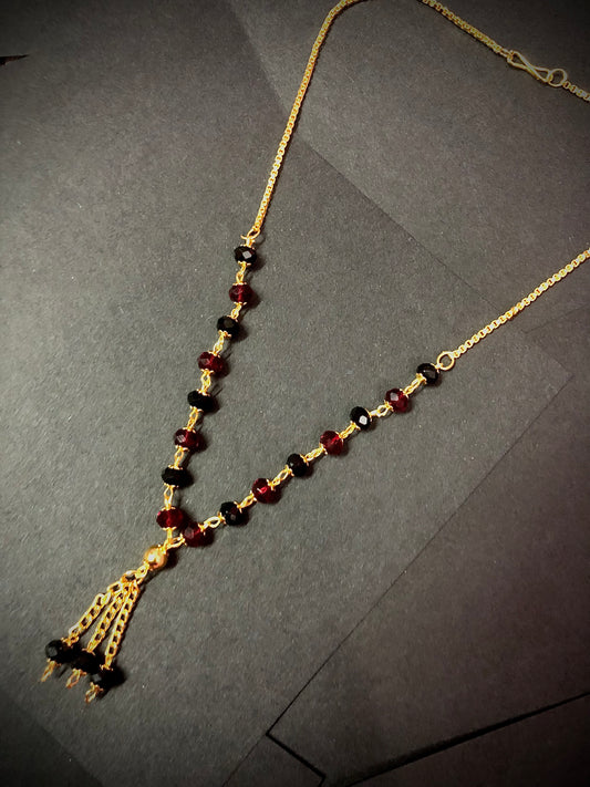 Maroon & Black Crystal Necklace