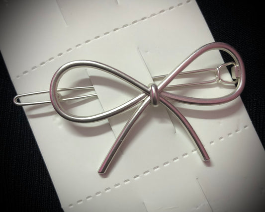 Metal Bow Clip - Silver