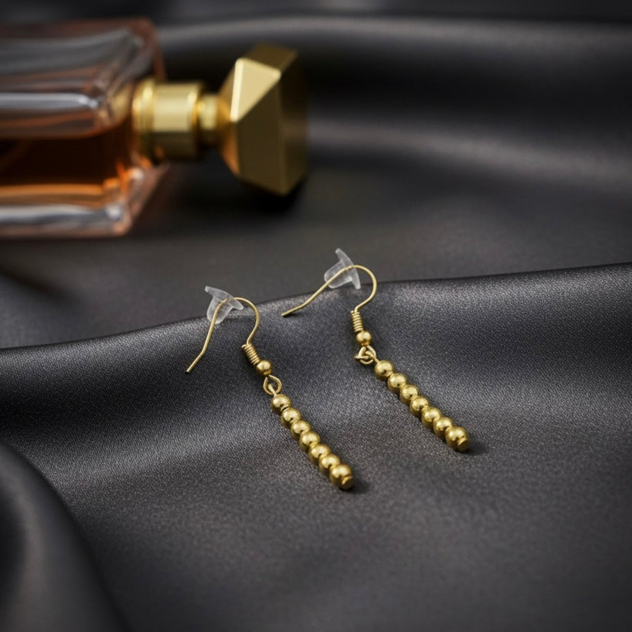 Minimalist Gold-Toned Beaded Earrings