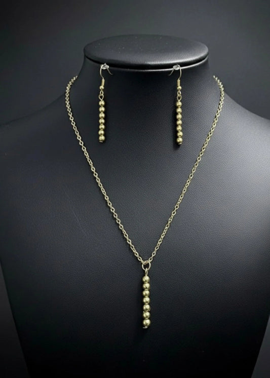 Minimalist Gold-Toned Beaded Jewelry Set