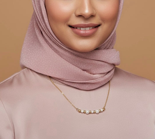 Minimalist Gold Tone Chain Pearl Necklace