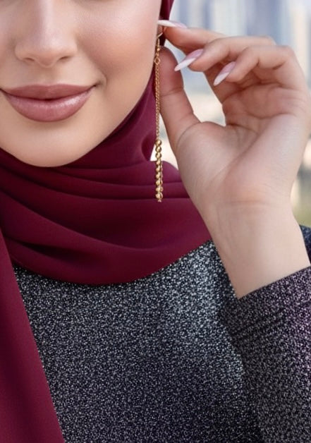 Modern Long Gold Beaded Dangle Earrings