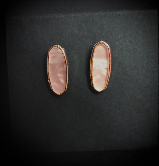 Oval Stone Studs - Pink