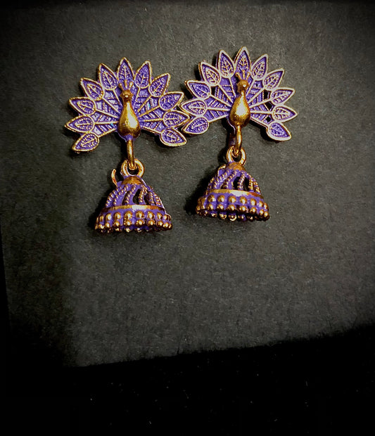 Peacock Jhumki - Purple