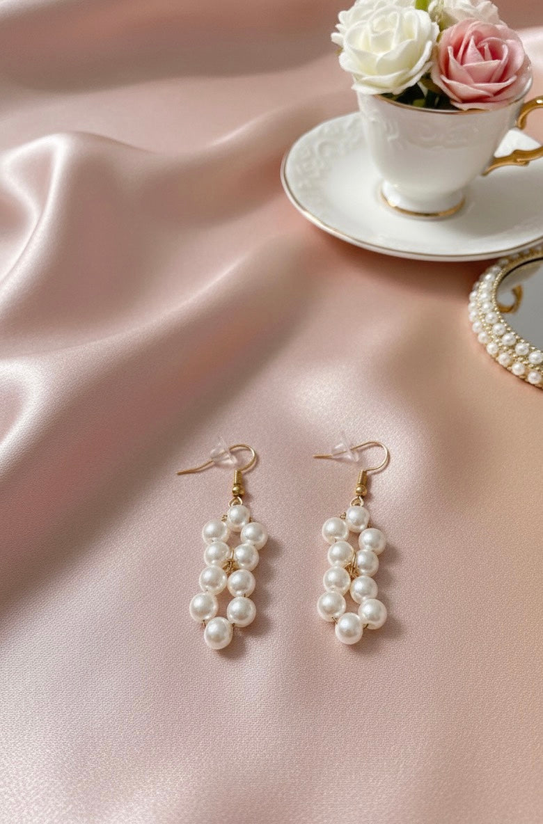 Pearl Cluster Drop Earrings