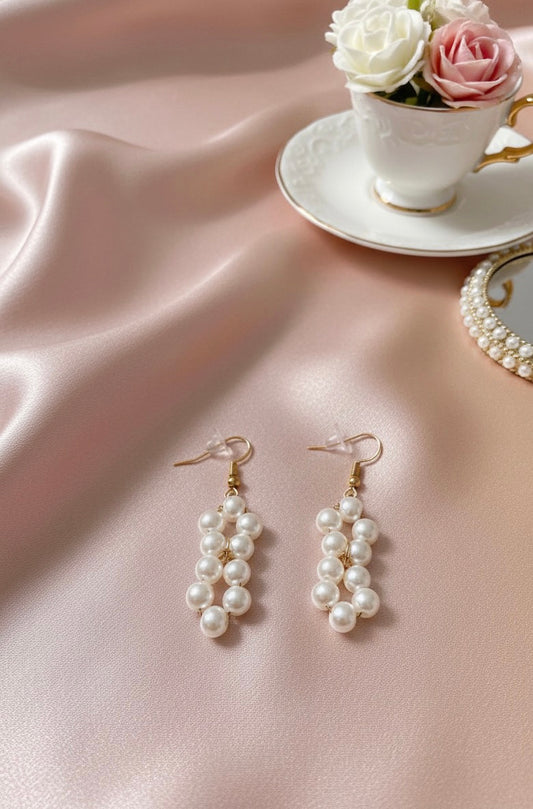 Pearl Cluster Drop Earrings