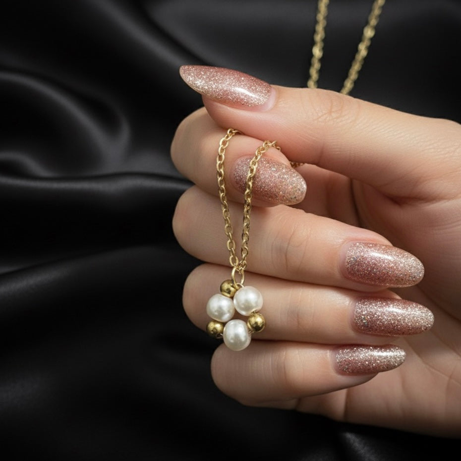 Pearl Cluster Gold Necklace