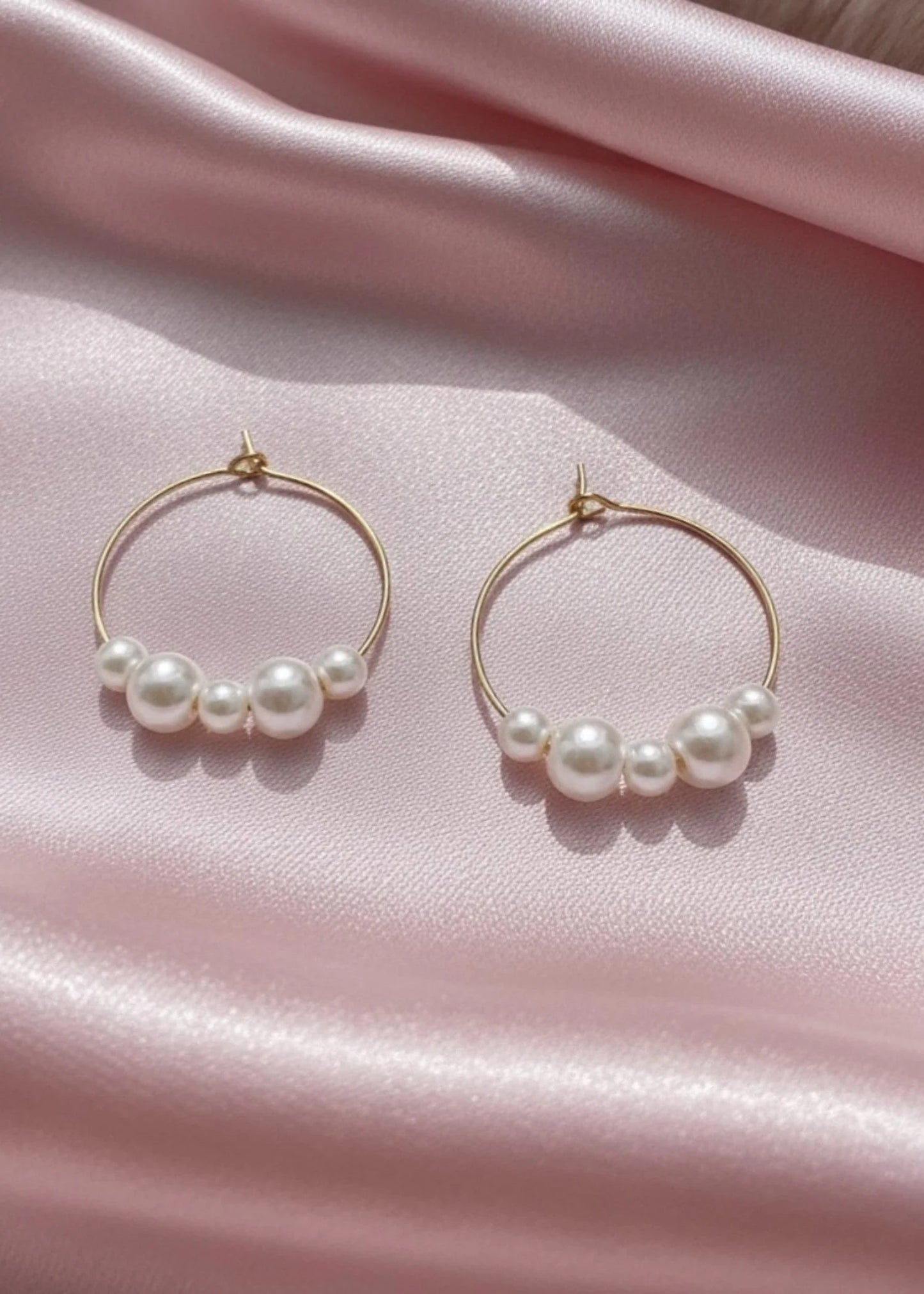 Pearl Cluster Hoop Earrings 2