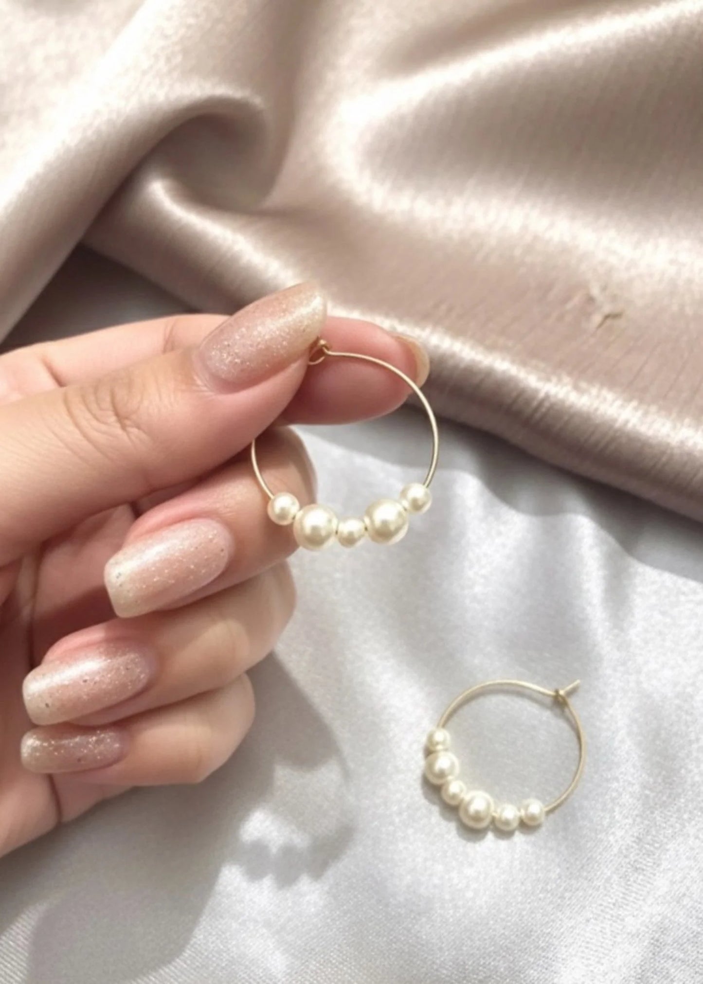 Pearl Cluster Hoop Earrings 2