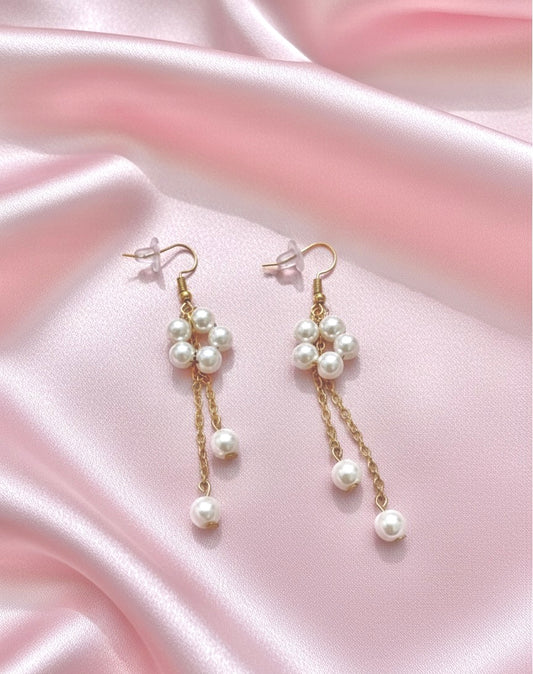 Pearl Cluster with Chain Earrings