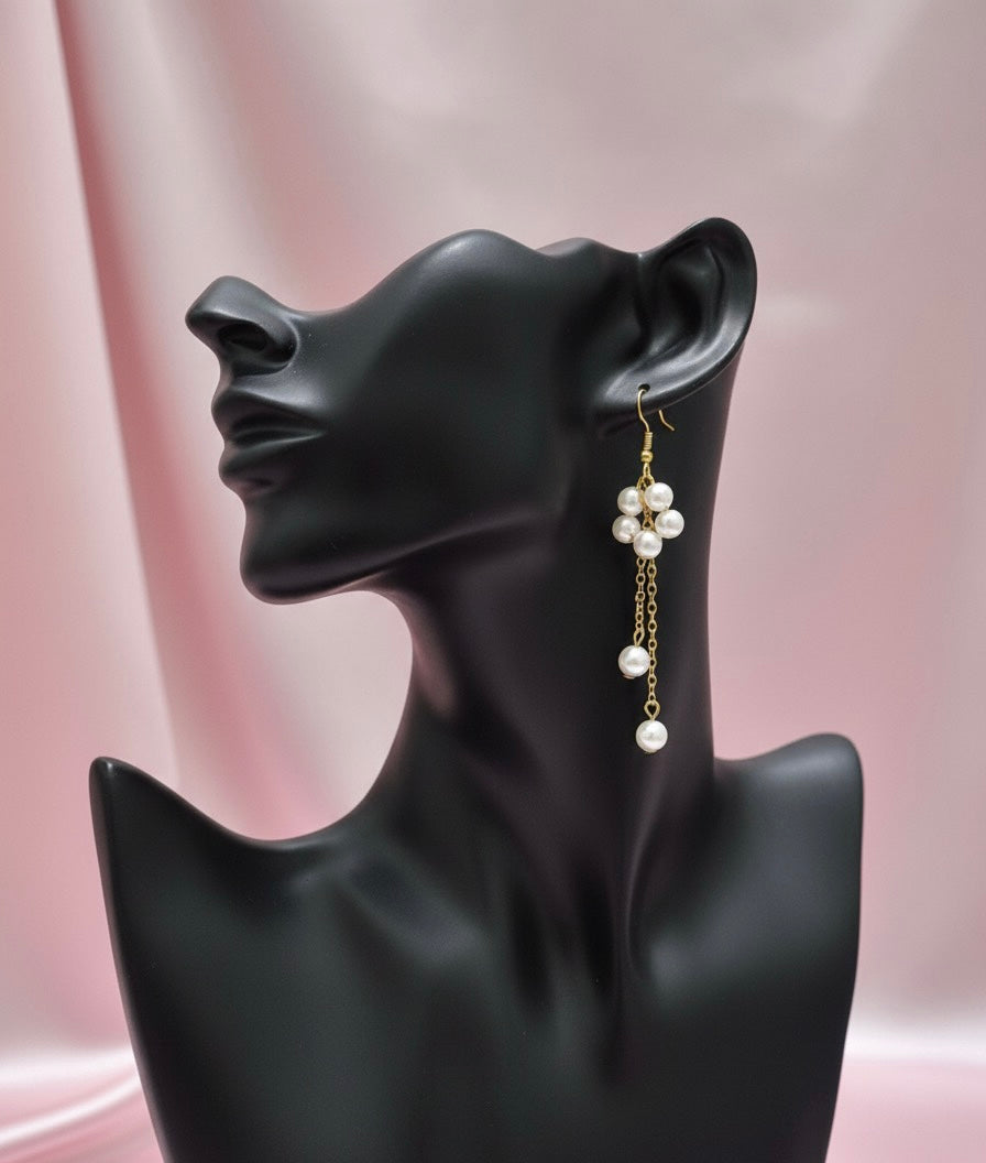 Pearl Cluster with Chain Earrings