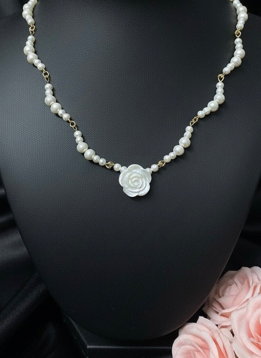 Romantic Floral Pearl Strand Necklace