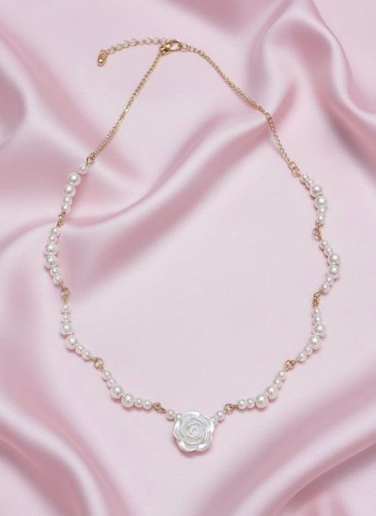 Romantic Floral Pearl Strand Necklace