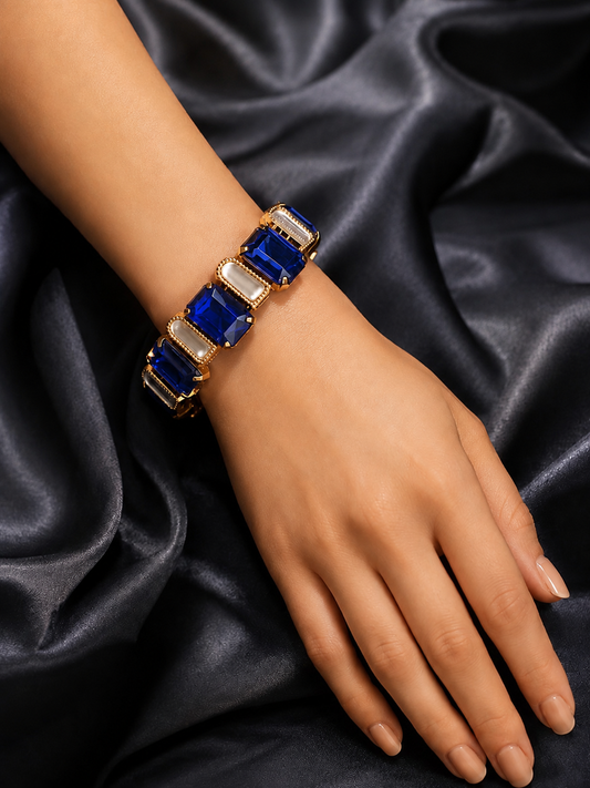 Simulated Sapphire & Kundan Bangle