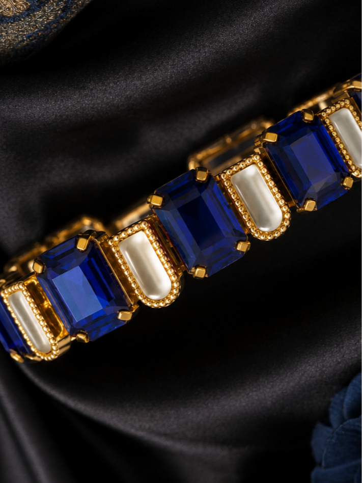 Simulated Sapphire & Kundan Bangle