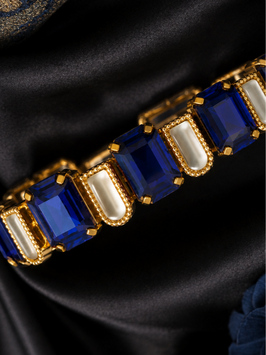 Simulated Sapphire & Kundan Bangle