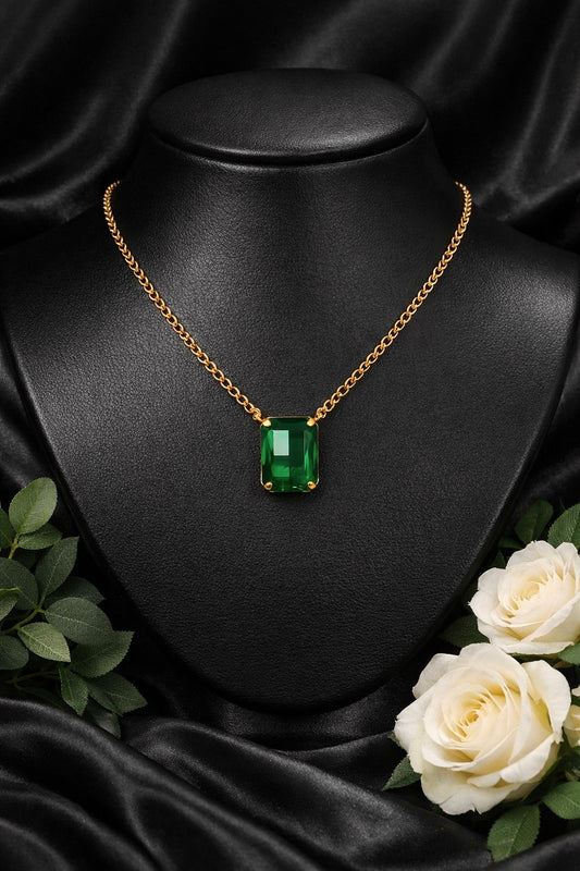 Simulated Emerald Pendant Necklace