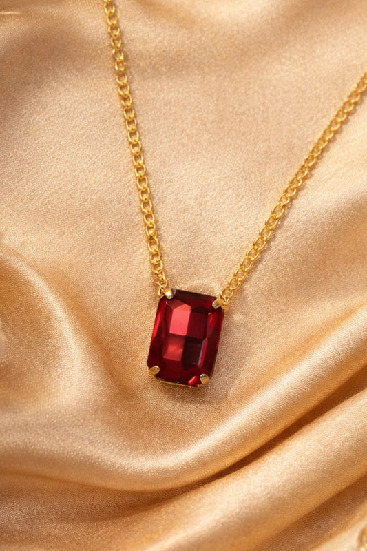 Simulated Ruby Pendant Necklace