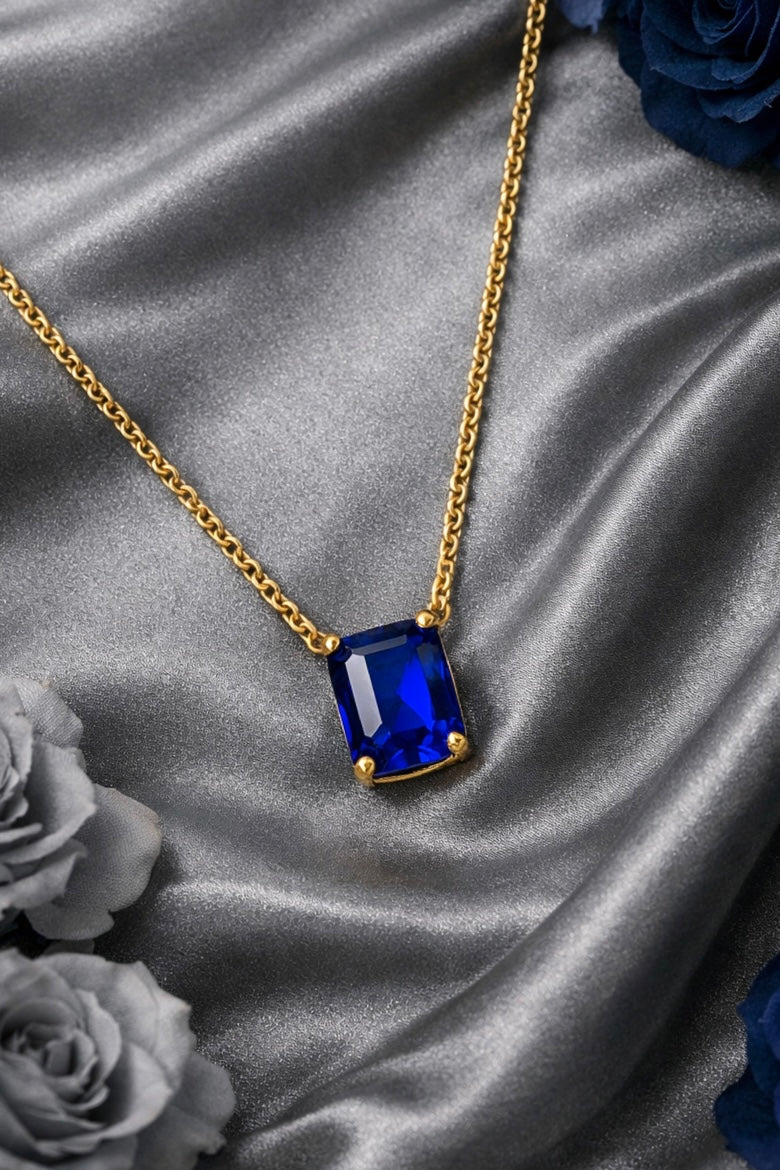 Simulated Sapphire Pendant Necklace