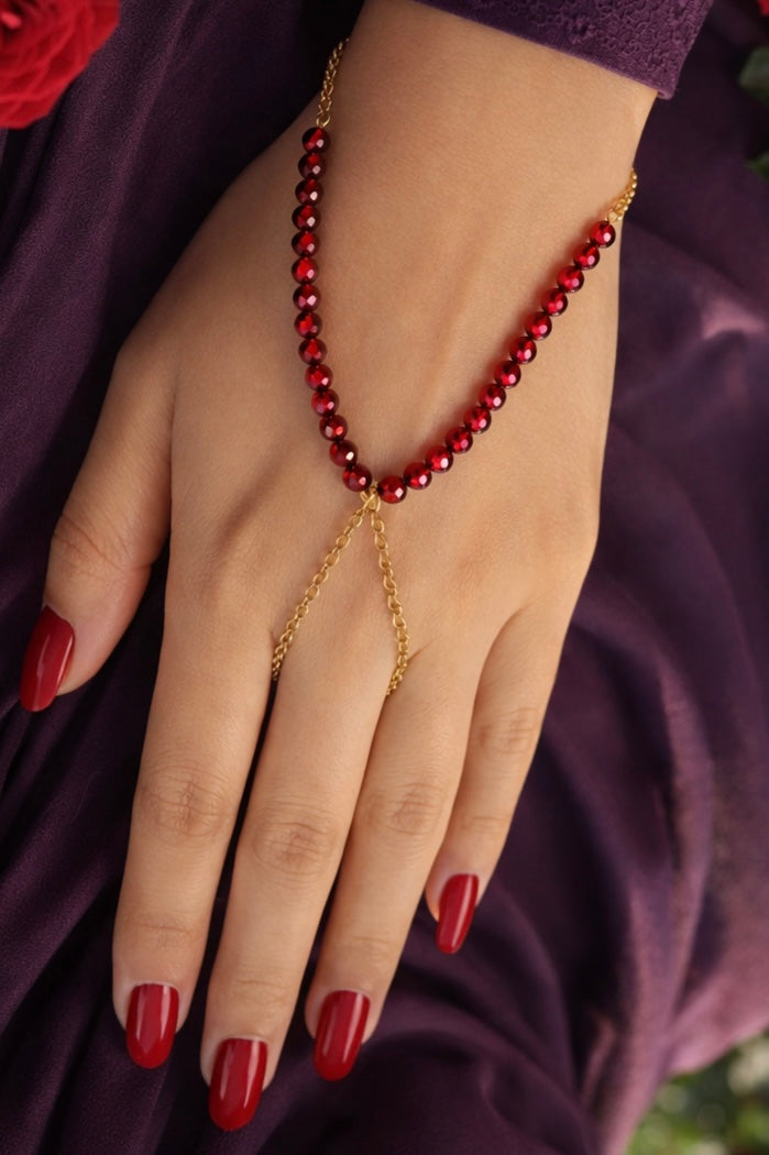 The Juliet Red Finger Ring Chain Bracelet
