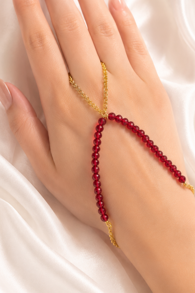 The Juliet Red Finger Ring Chain Bracelet